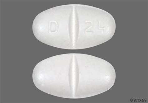 D 24 Pill - white oval, 17mm. . D 24 white oval pill